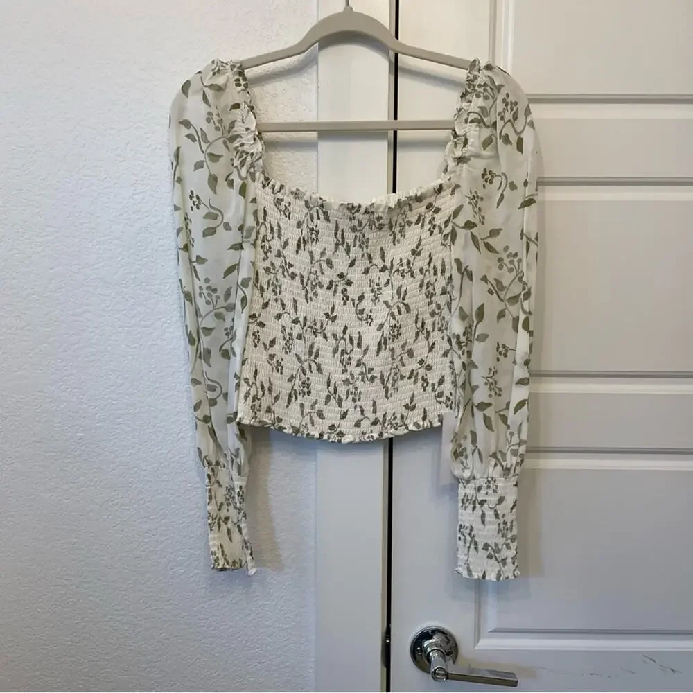 Reformation Pinto Cypress Smocked Top